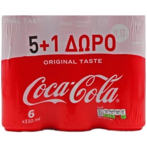 PROMO 330ml COCA COLA // ΚΙΒ.4x6x330ml // ΑΤ.0,57€ (5+1Δ)