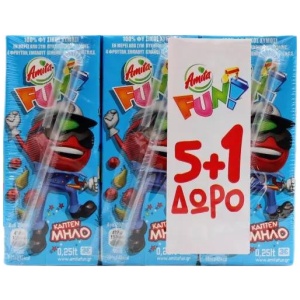 PROMO ΑΜΙΤΑ 250ml FUN Φ.Χ. ΜΠΛΕ // ΚΙΒ.4x6x250ml (5+1Δ)