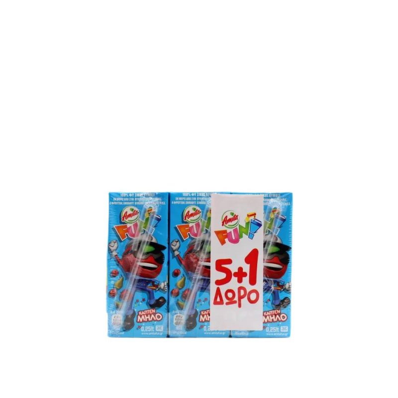 PROMO ΑΜΙΤΑ 250ml FUN Φ.Χ. ΜΠΛΕ // ΚΙΒ.4x6x250ml (5+1Δ)