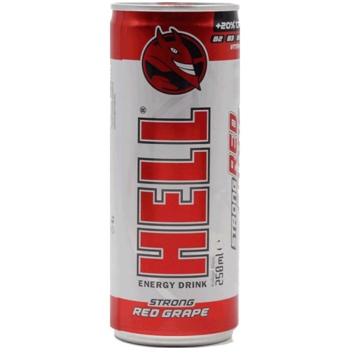 HELL ENERGY 250ml Strong RED GRAPE (ΣΤΑΦΥΛΙ) ΚΙΒ.24x250ml