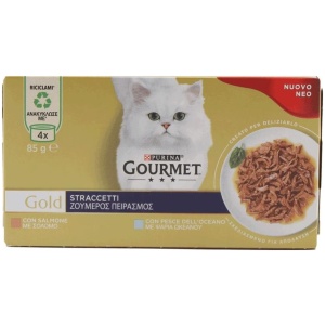 PURINA GOURMET GOLD Straccetti ΣΟΛΟΜΟ/ΨΑΡΙΑ ΩΚΕΑΝΟΥ ΚΙΒ.12x(4x85gr)