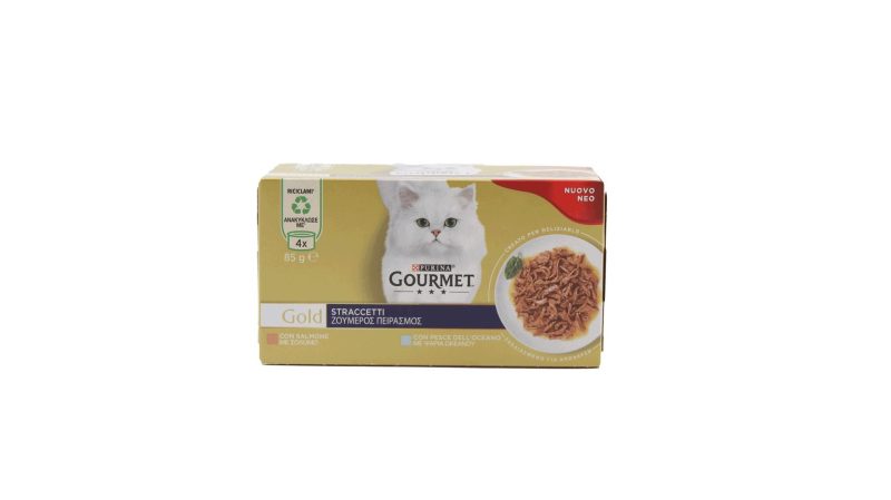 PURINA GOURMET GOLD Straccetti ΣΟΛΟΜΟ/ΨΑΡΙΑ ΩΚΕΑΝΟΥ ΚΙΒ.12x(4x85gr)