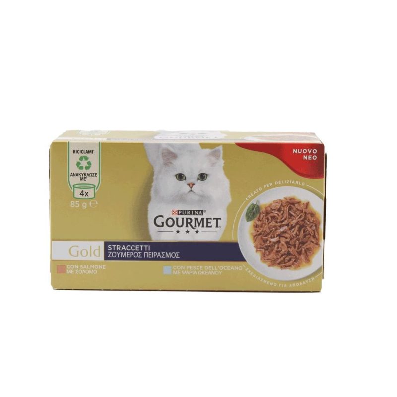 PURINA GOURMET GOLD Straccetti ΣΟΛΟΜΟ/ΨΑΡΙΑ ΩΚΕΑΝΟΥ ΚΙΒ.12x(4x85gr)